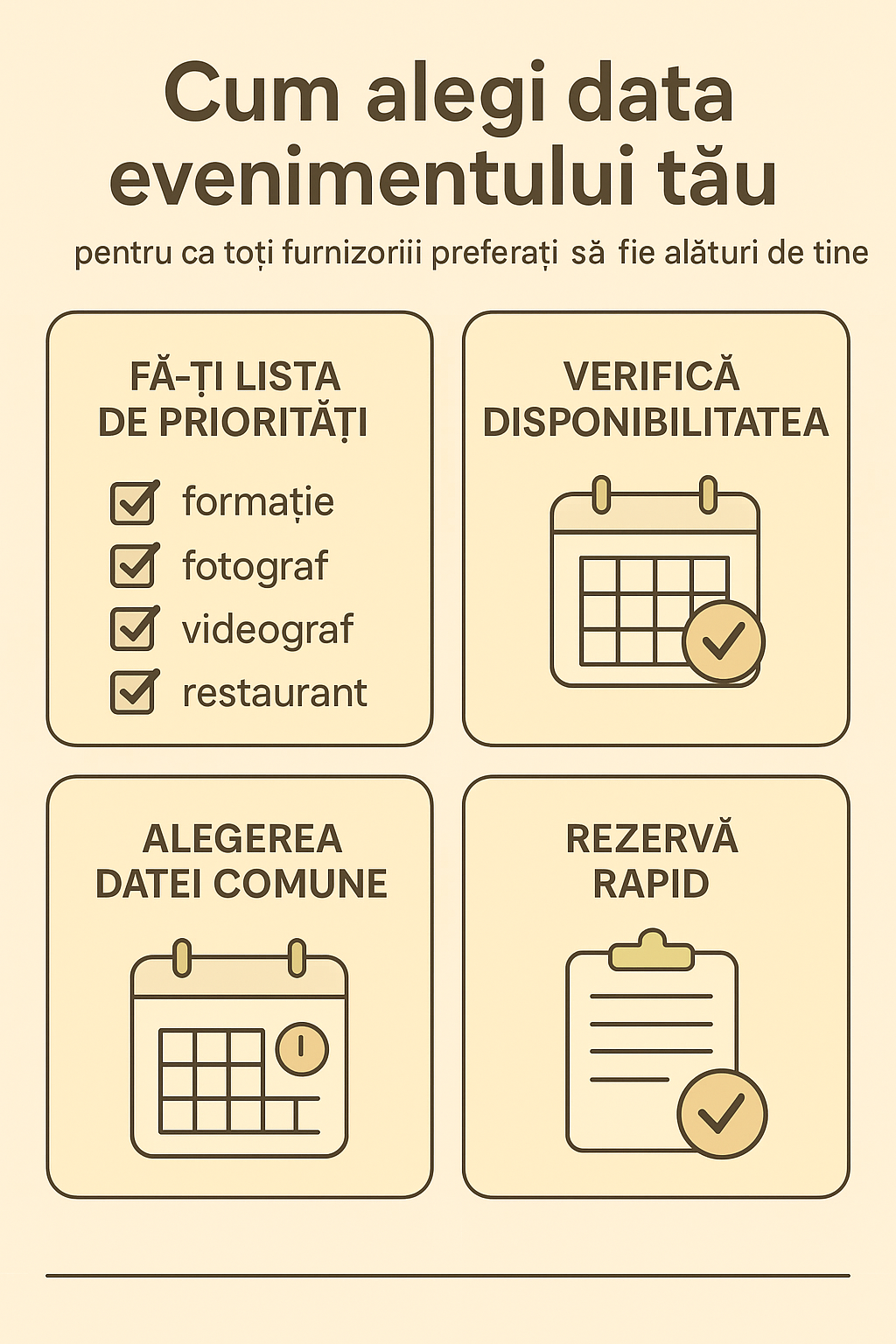 Cum alegi data evenimentului tău pentru a avea cei mai buni furnizori alături