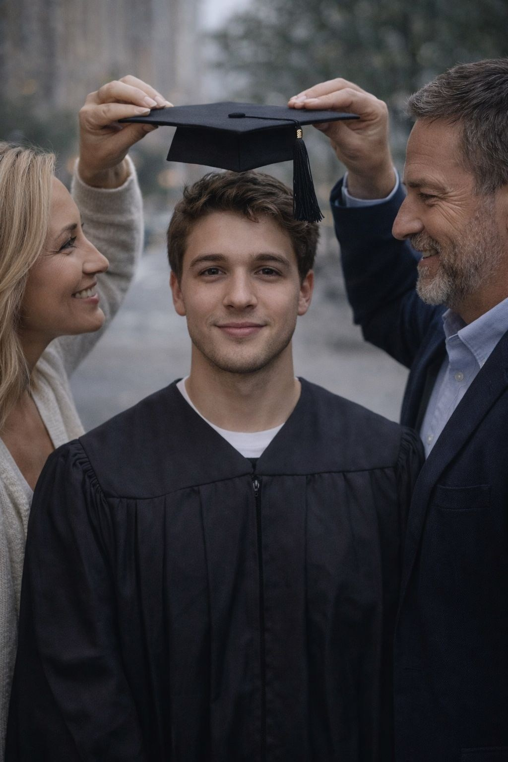 Портрет выпускника в мантии на улице