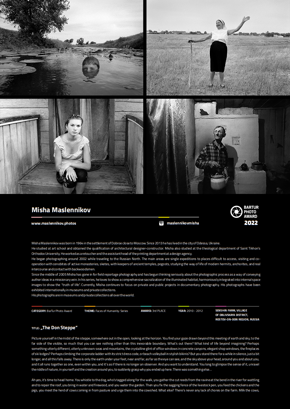 BarTur Photo Awards exhibition 2023. Misha Maslennikov. Documentary photography. Odessa