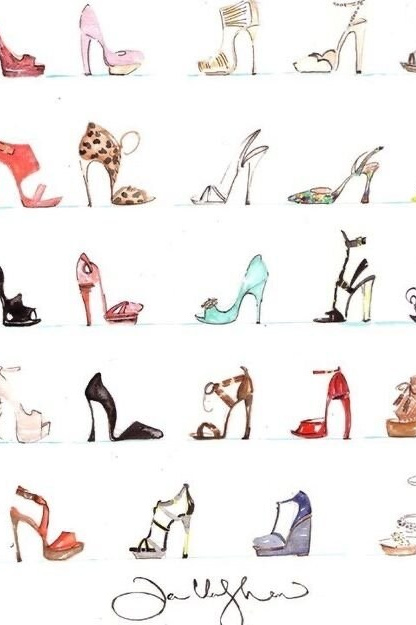 Эскизы туфель для fashion-иллюстрации