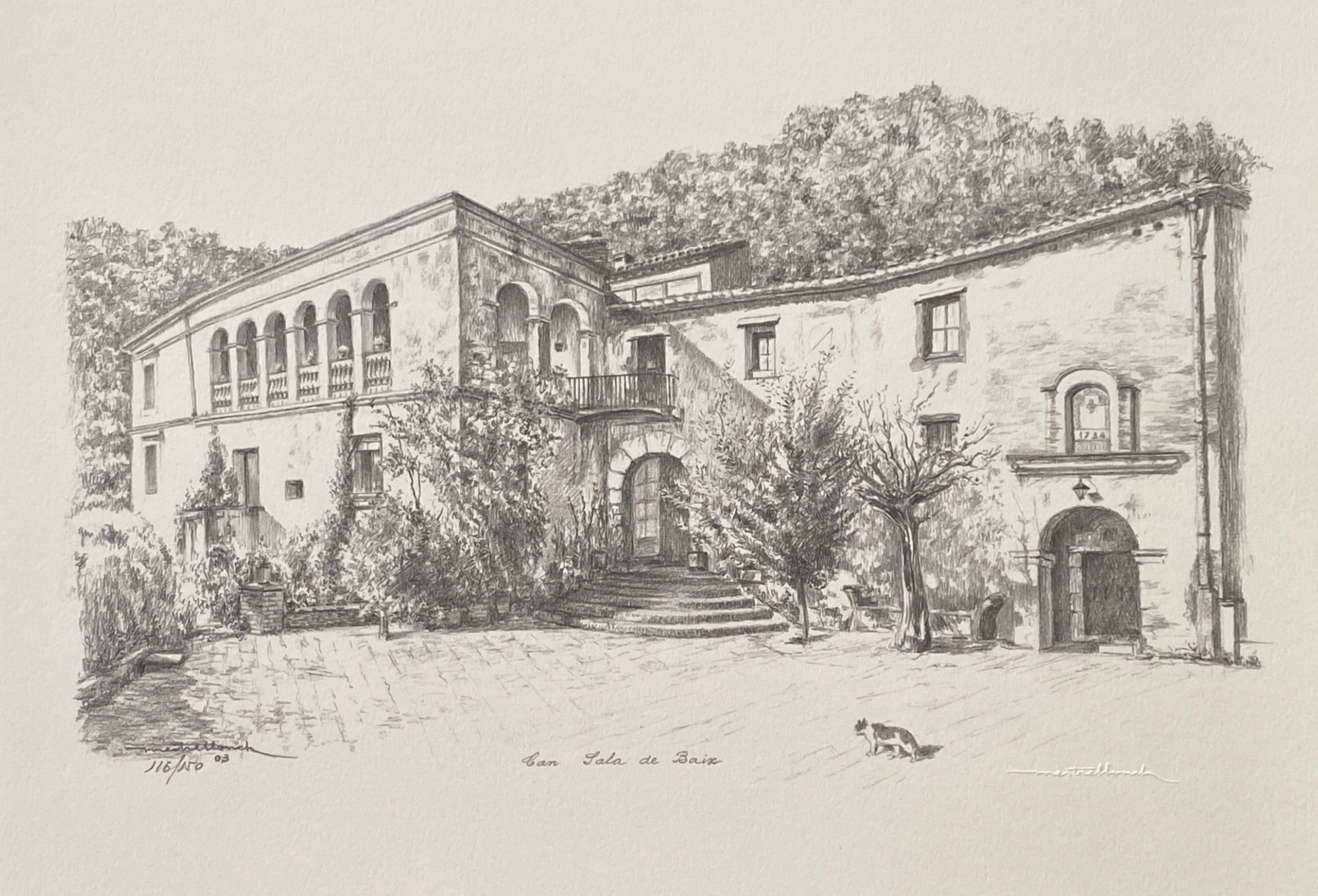 Spanish Villa author's lithograph village house silence life outside the city