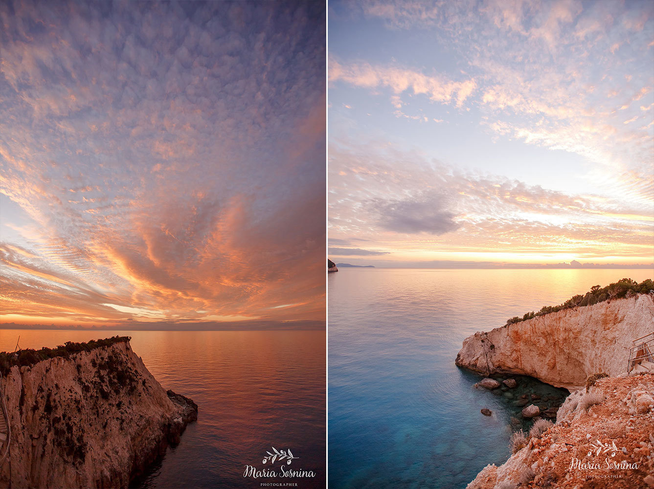 Uvirkelig solnedgang på øya Lefkada i Hellas