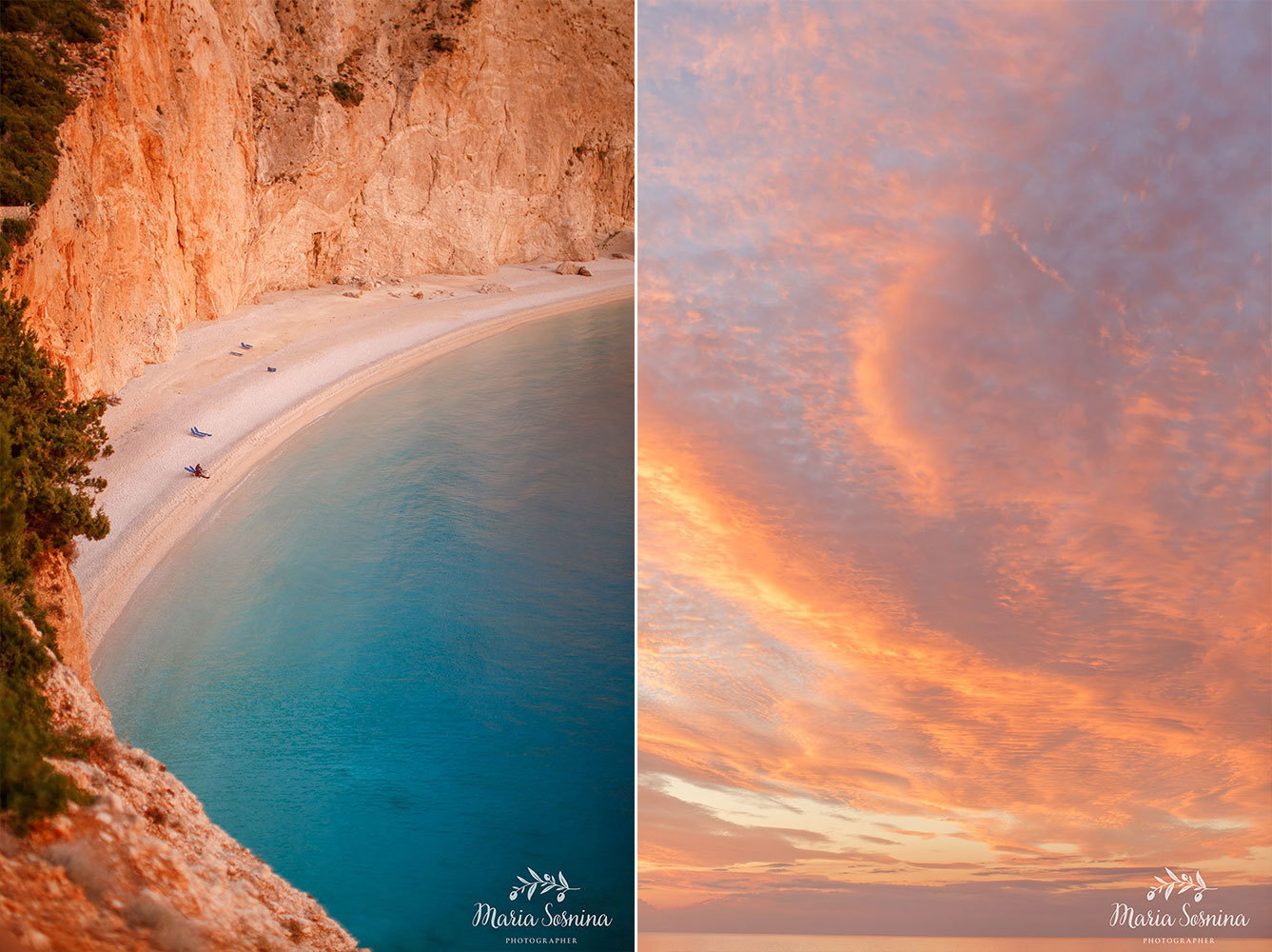 Uvirkelig solnedgang på øya Lefkada i Hellas