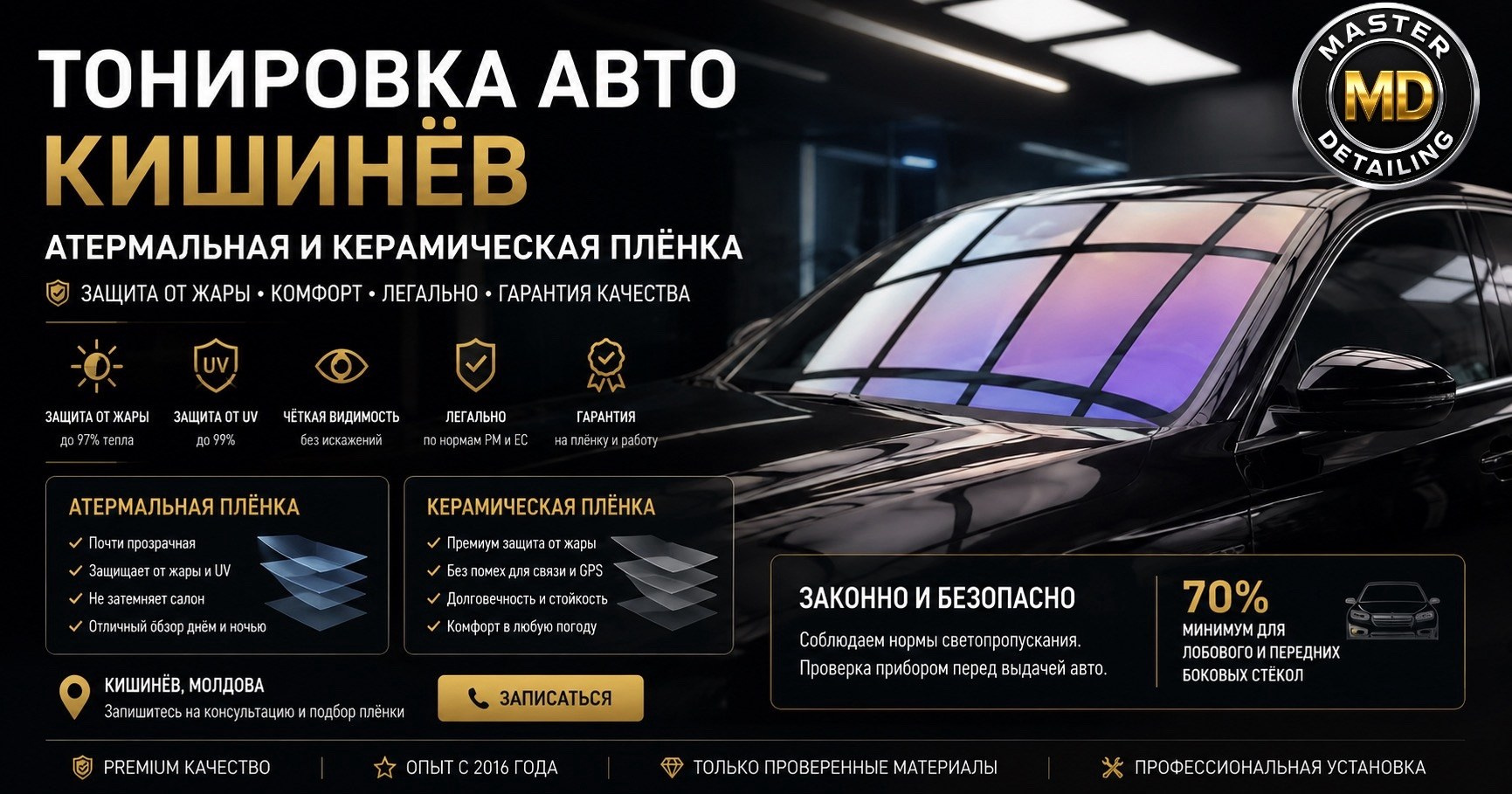 Тонировка авто Кишинёв — атермальная и керамическая | Master Detailing. Мастер Детейлинга / Автосервис / Ремонт Кузова PDR / Кишинёв