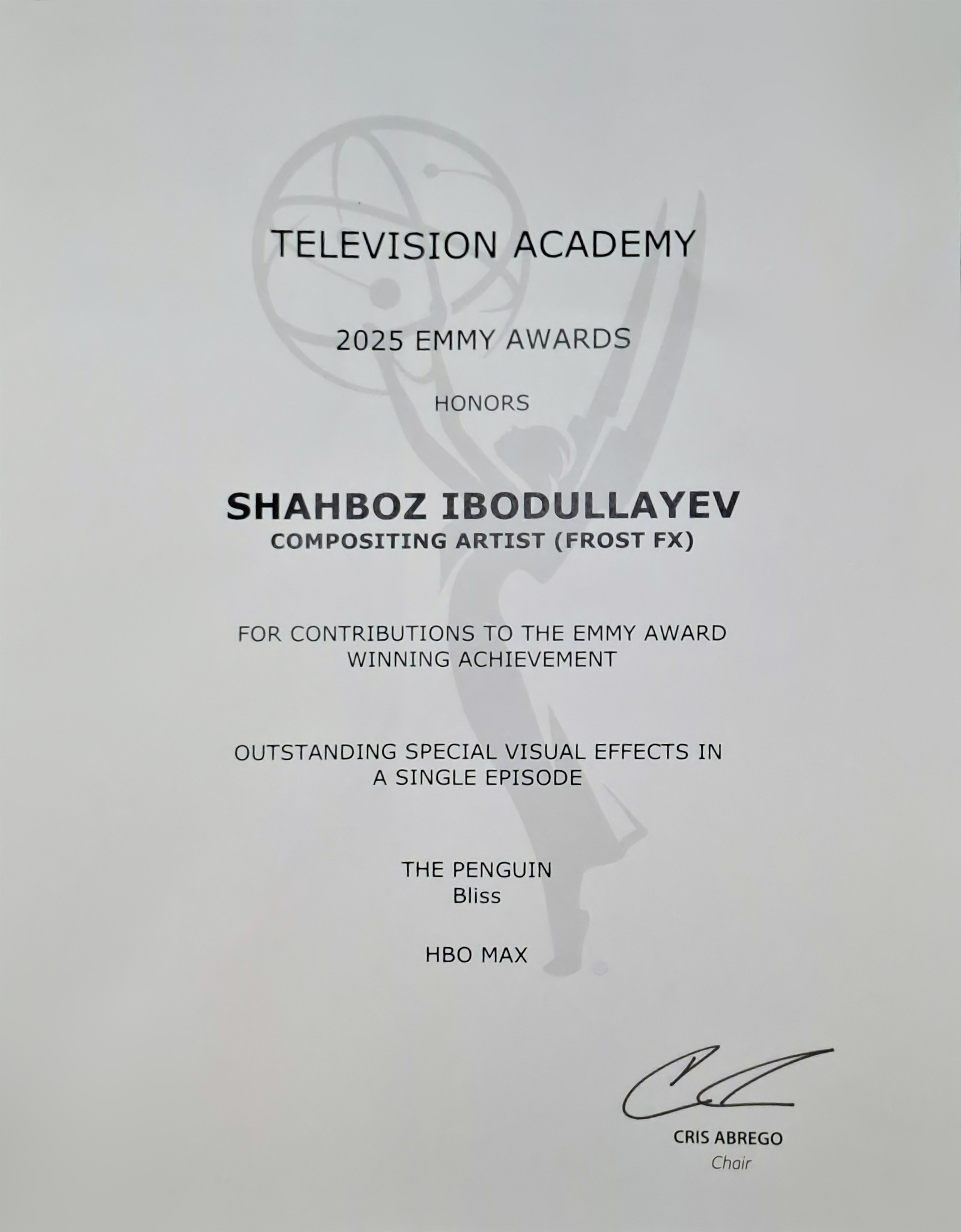 Awards (NEW). VFX and compositing artist in Tashkent Shakhboz Ibodullaev