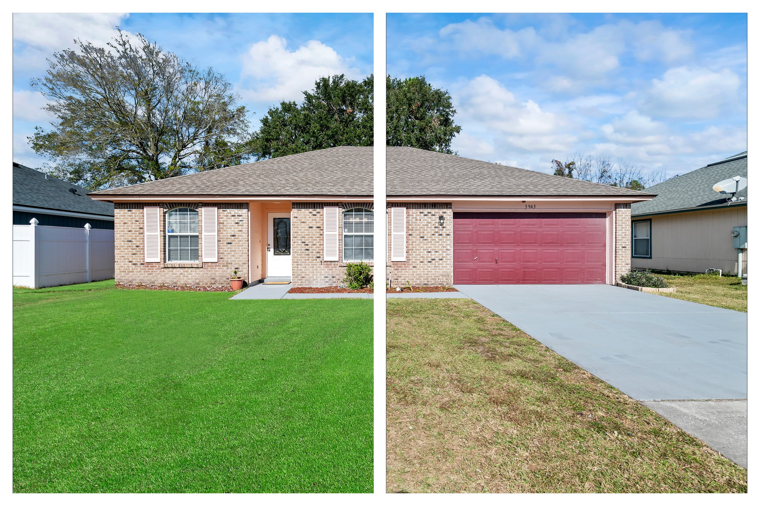 Lawn enhancement example — greener grass in listing photo