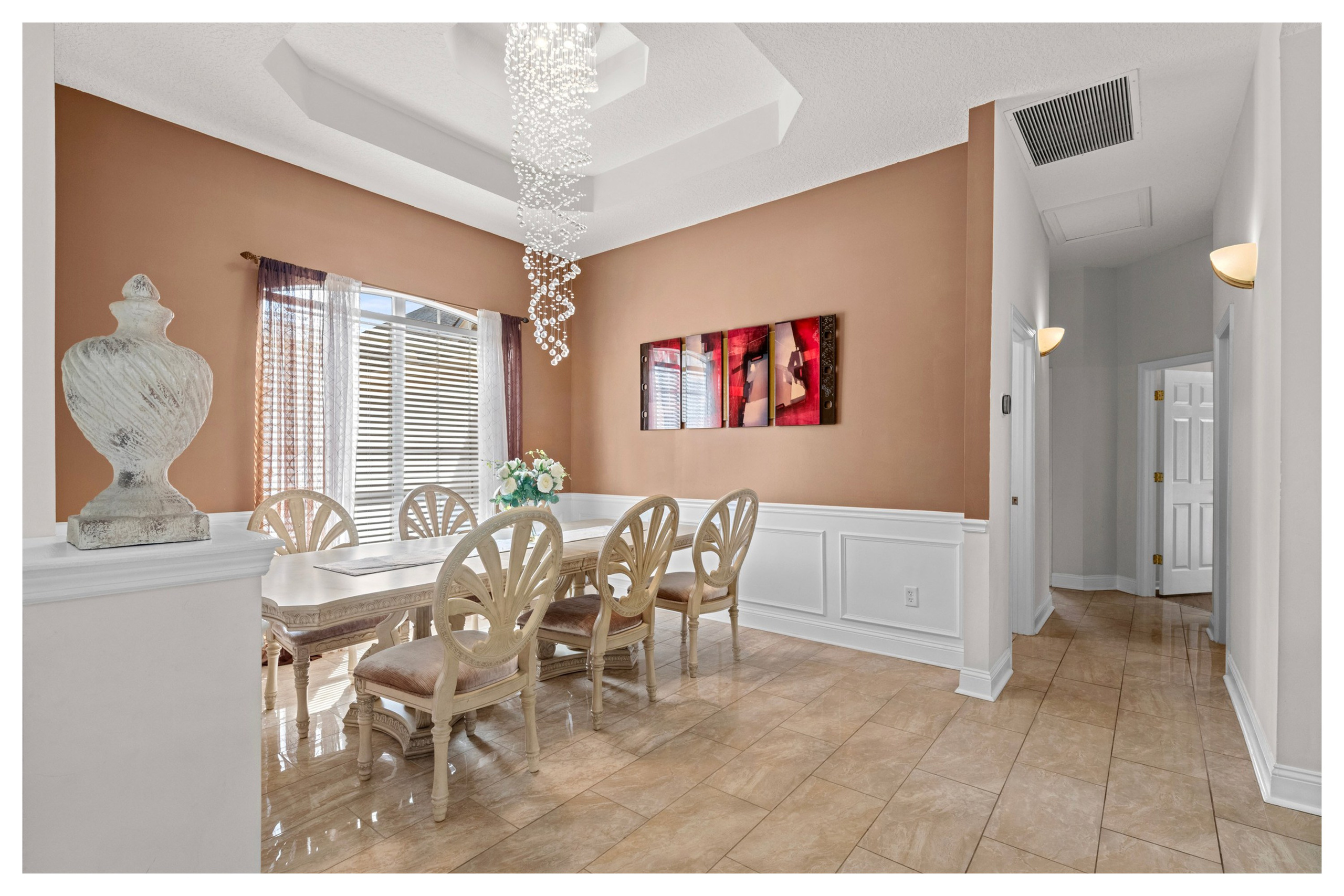 Real estate photo showing stylish dining space interior