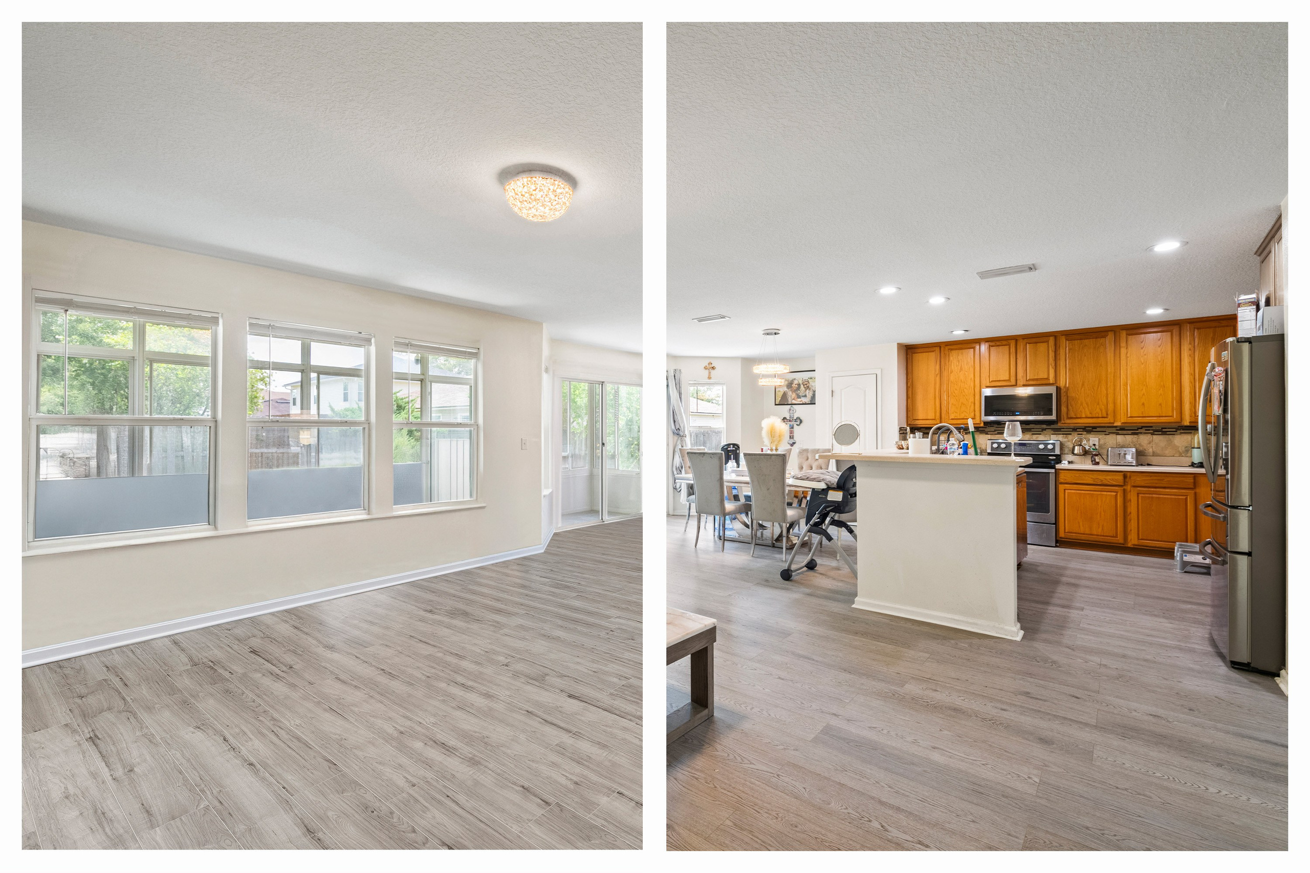 Spacious kitchen and living area after professional decluttering service