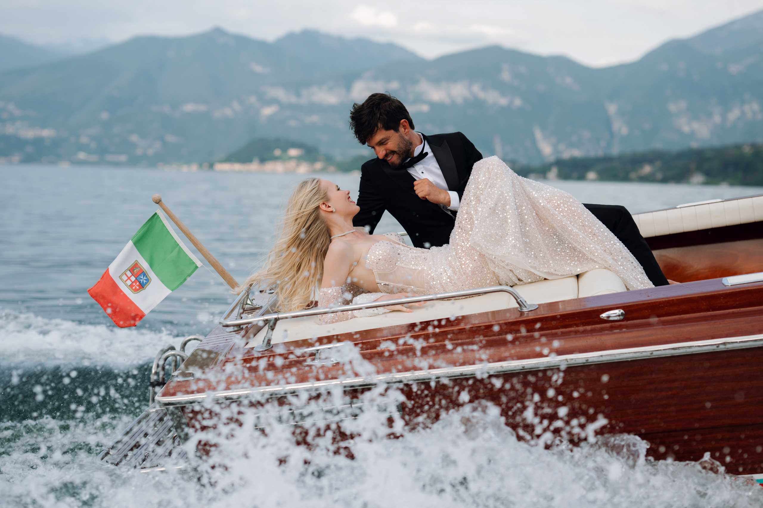 a man and woman in a boat