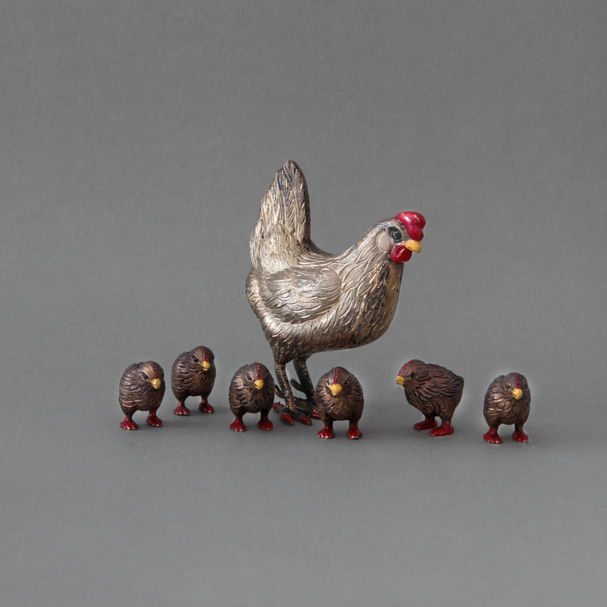 Antique cast small bronze and colored enamel 20th century