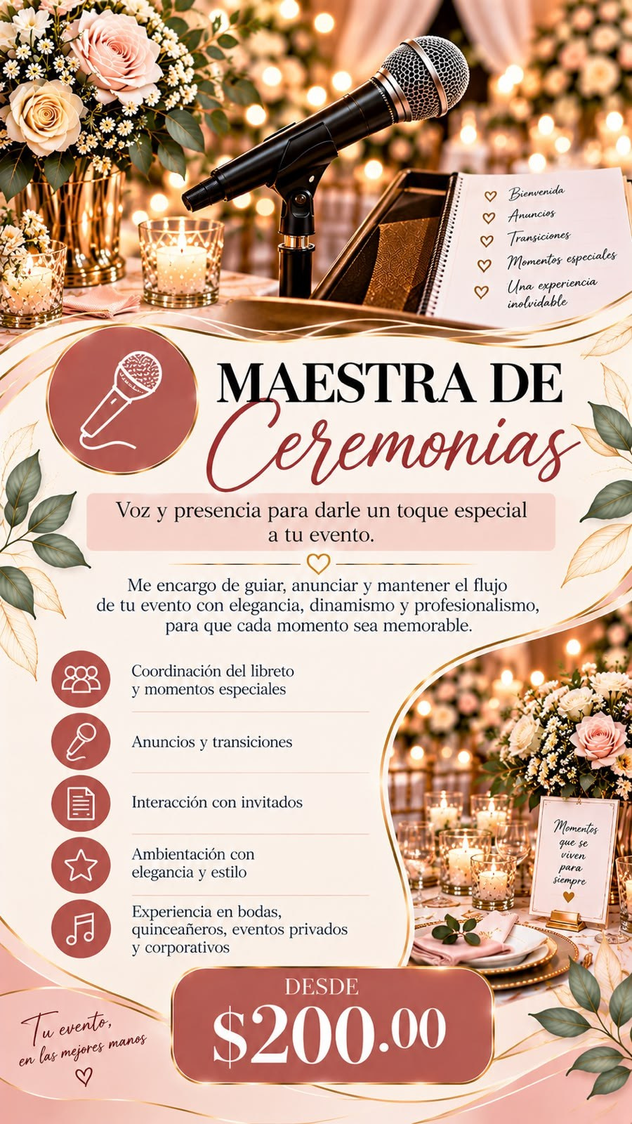 Servicios de Coordinación y Maestra de Ceremonias