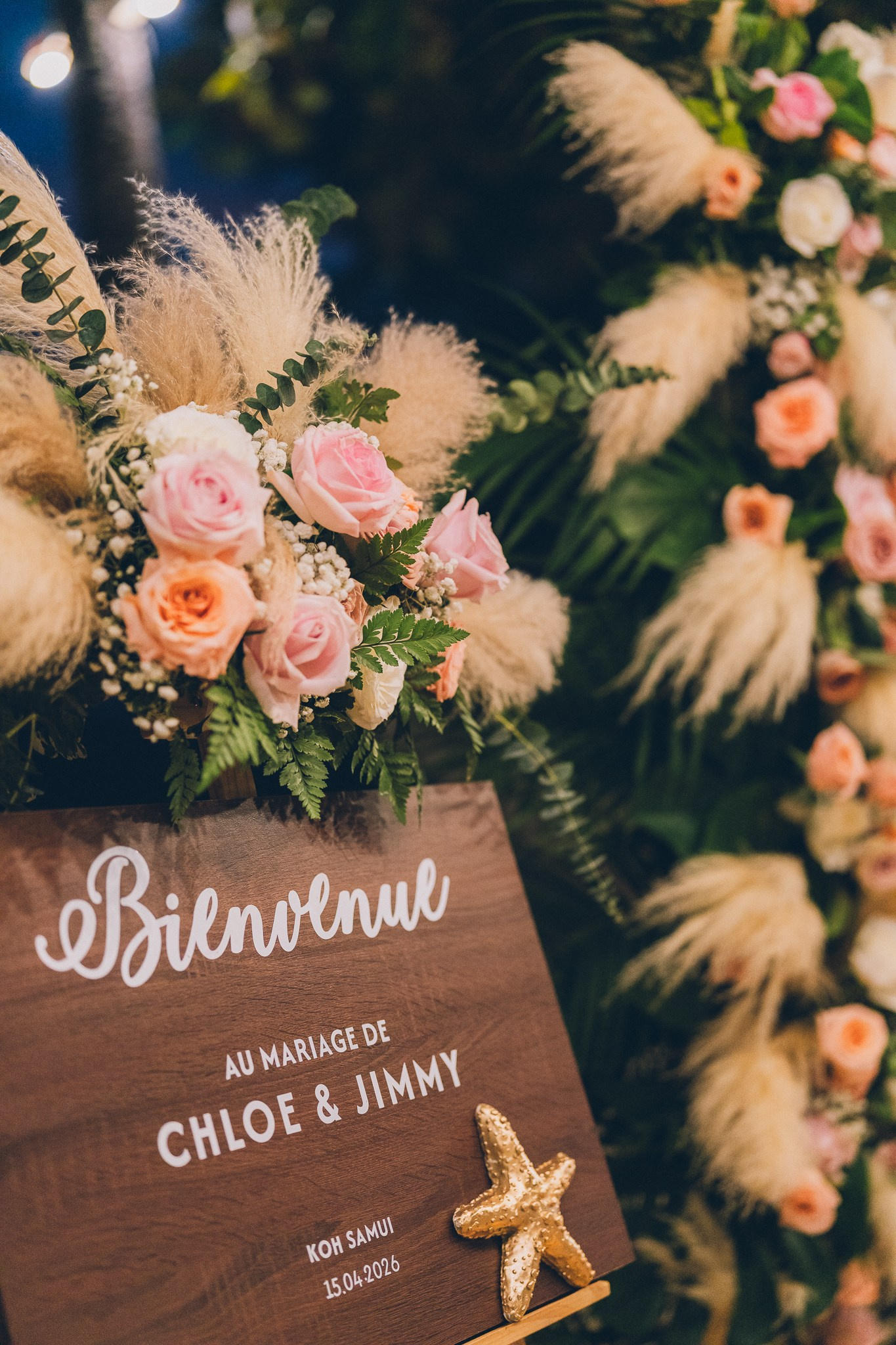 Flowers setup. Wedding on Koh Samui, Thailand