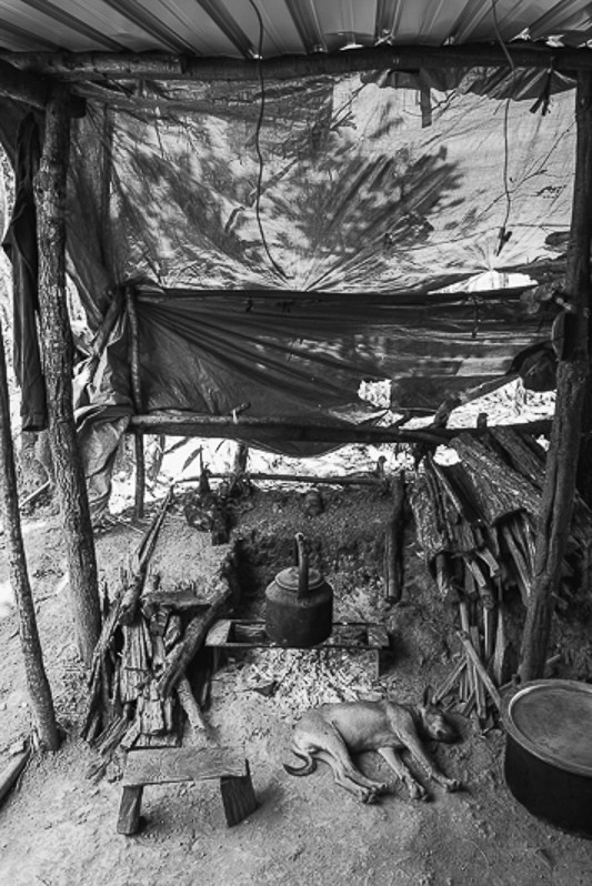 Kitchen at a CNDF military outpost in the hills near Falam township, Chin state, Myanmar. May 2023