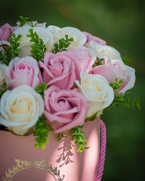 Photos of flower arrangements made from soap. Portrait and wedding photographer in New York