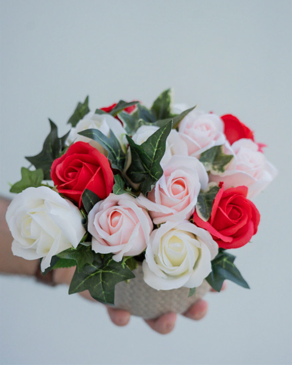 Photos of flower arrangements made from soap. Portrait and wedding photographer in New York