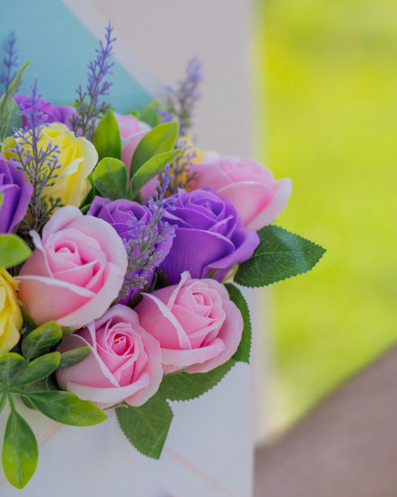 Photos of flower arrangements made from soap. Portrait and wedding photographer in New York