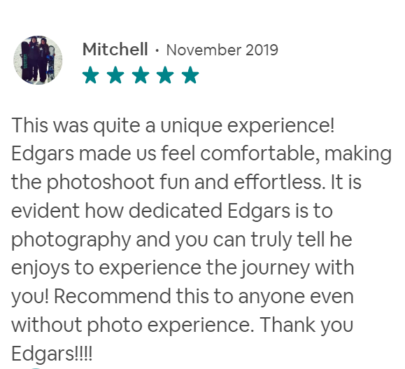 Reviews. Photographer Tenerife Edgar Zubarev