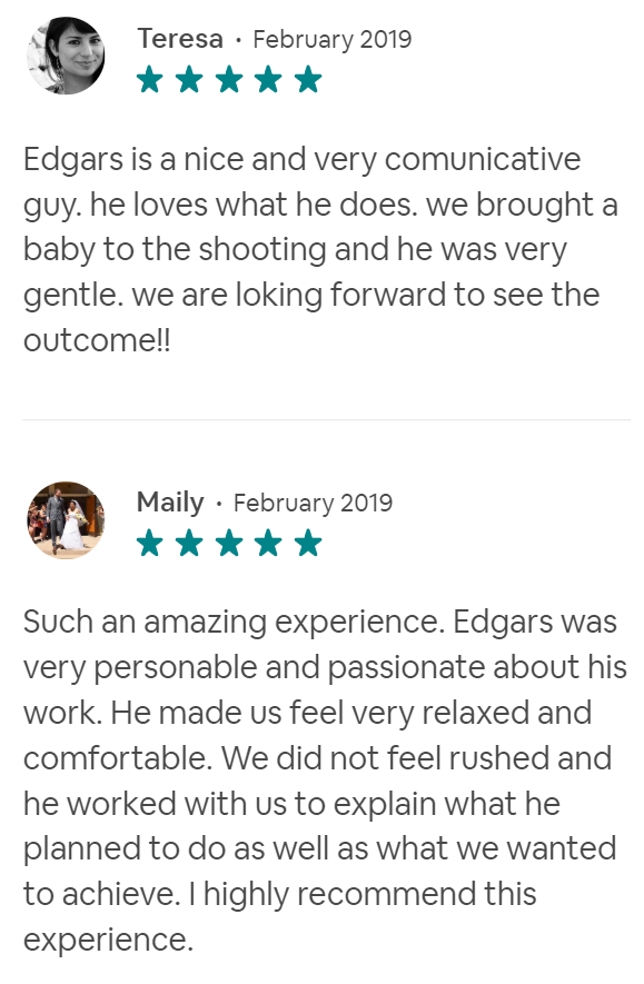 Reviews. Photographer Tenerife Edgar Zubarev