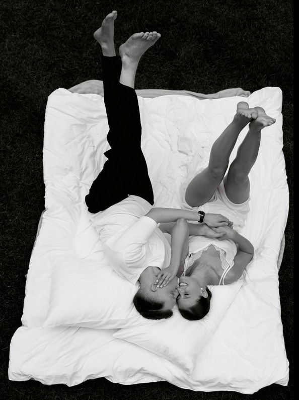 Editorial-style couple portrait with modern styling