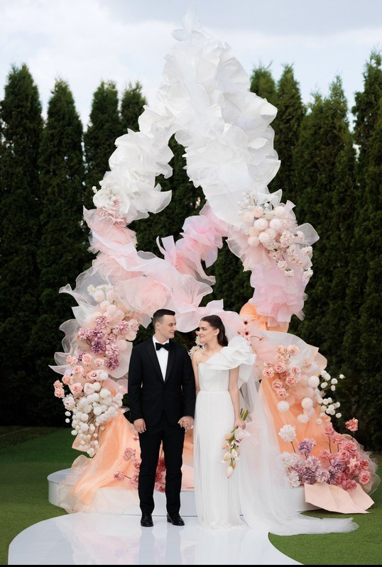 Romantic moment during a modern wedding celebration