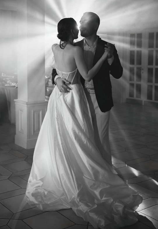 Fine art wedding portrait with editorial lighting