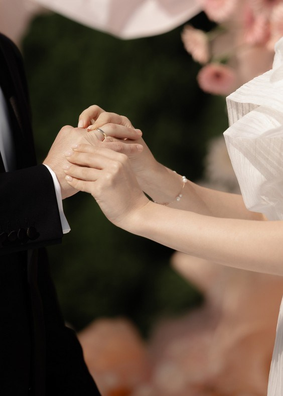 Romantic moment during a modern wedding celebration