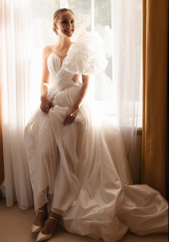 Editorial-style couple portrait with modern styling