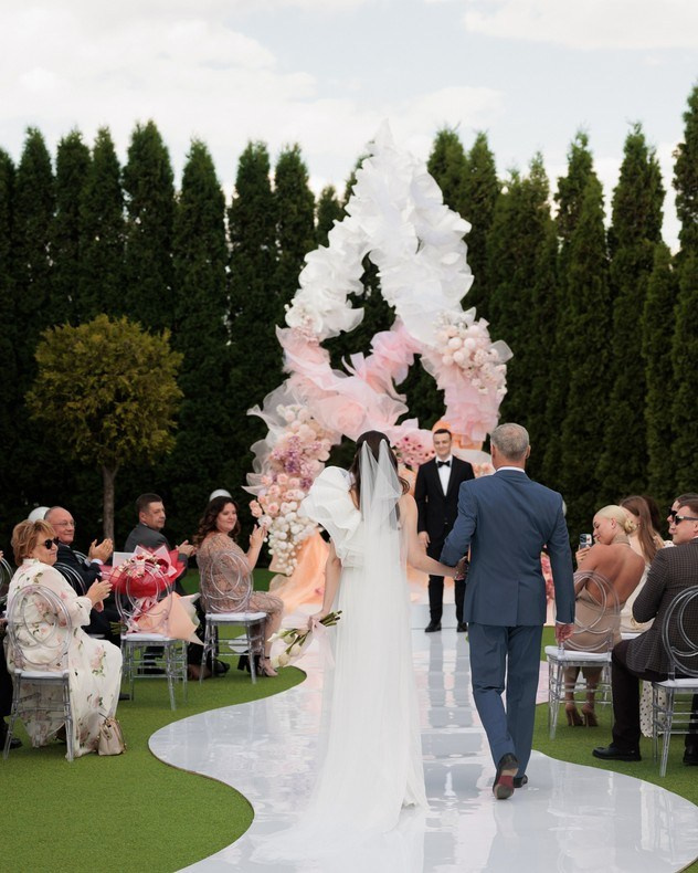 Romantic moment during a modern wedding celebration