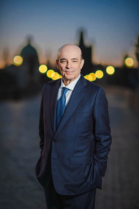 Executive portrait night, Charles Bridge, Prague, cinematic lighting
