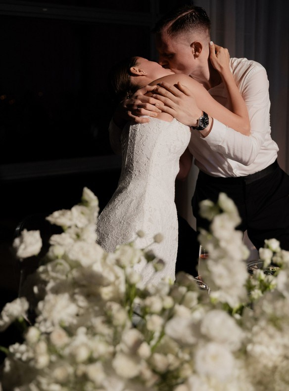 Refined, modern wedding portrait in soft light
