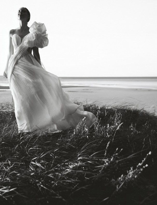 Fine art wedding portrait with editorial lighting