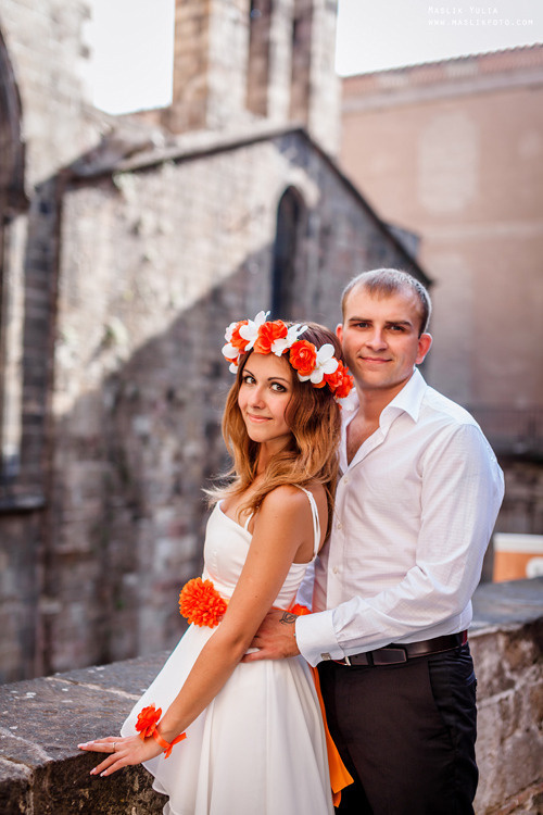 Wedding photo session in Badalona, Spain. Photographer in Barcelona Spain Maslik Yulia