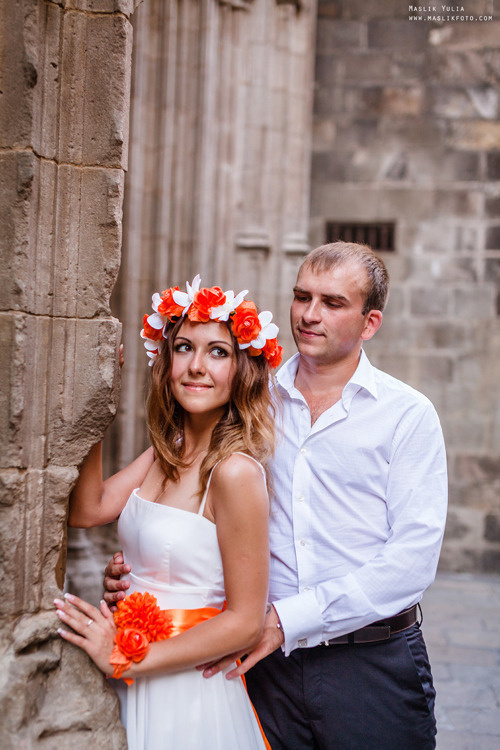 Wedding photo session in Badalona, Spain. Photographer in Barcelona Spain Maslik Yulia