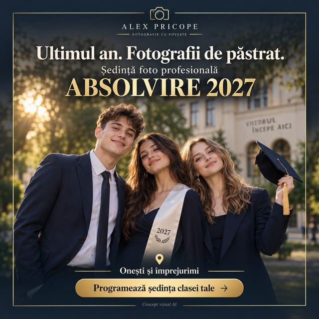 Concept vizual cu absolventi la o sedinta foto profesionala