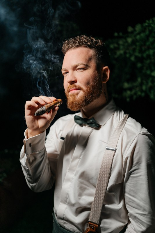 groom with a cigar