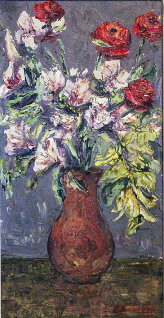 "Still life with roses and orchids. " 2013. 30-70cm. oil and canvas. 2250 USD plus shipping.