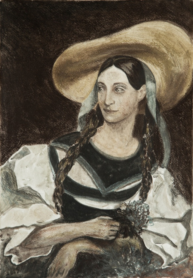 Свобоная копия. Фрагмент Портрет Фанни Персиани. Карл Брюллов. 2014. Бумага, соус. 50на35