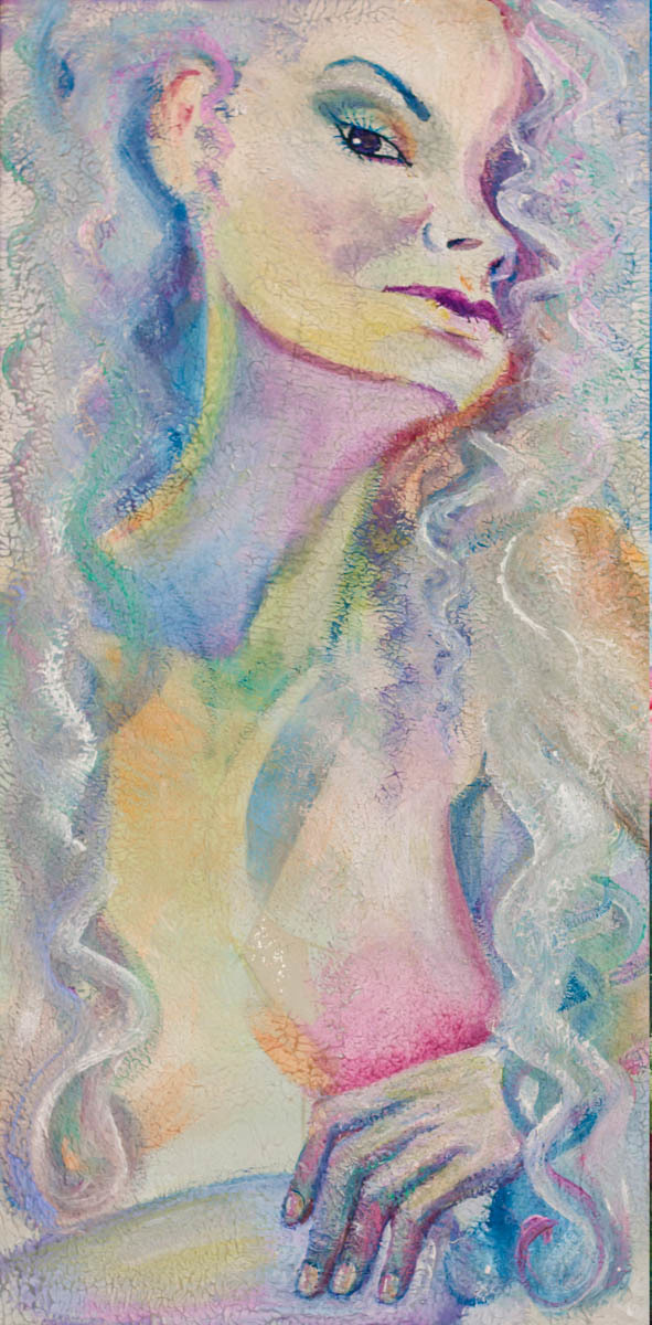 Selfportrait. 2018. Dubai. UAE. Canvas, acril, 30-70 cm. 1500 USD, free delivery for Dubai 