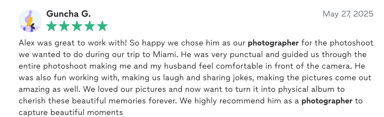 FORT LAUDERDALE PHOTOGRAPHER | ALEX D PRODUCTION | testimonials. FORT LAUDERDALE PHOTOGRAPHER | ALEX D PRODUCTION