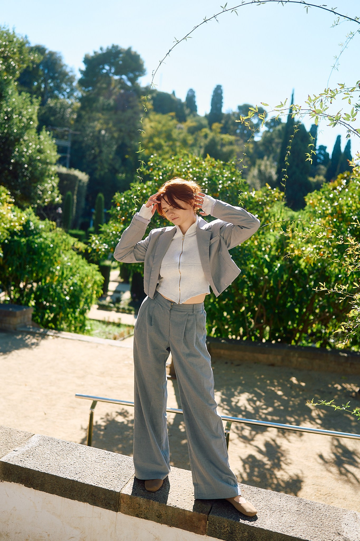 Description of the Theatre Grec location for a  love-story or individual photo shoot in Barcelona, examples of photos taken at this spot. POSTCARD.BCN Photographer Kate in Barcelona. Love-story, family or individual photo shoots