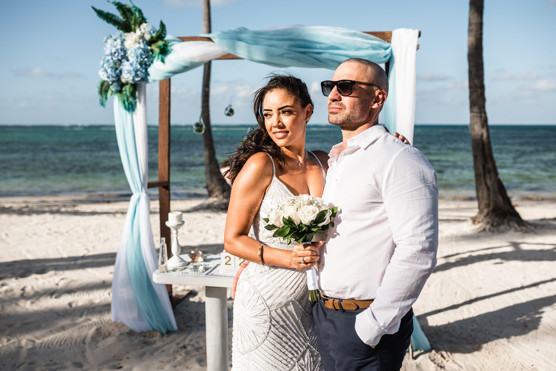 Emotional elopement vows on the beach in Punta Cana