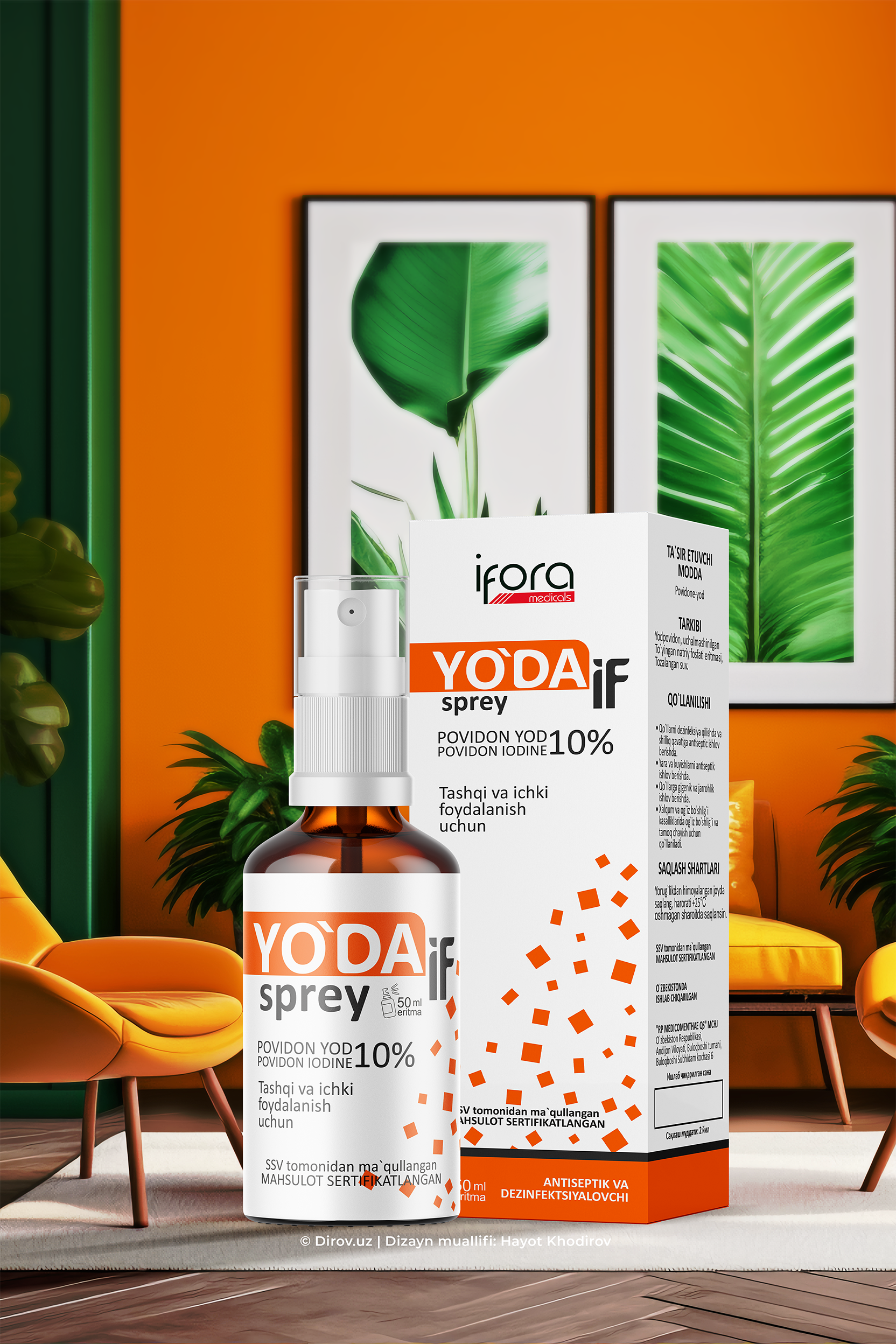 Yodaif — Sprey qadoq dizayni Hayot Khodirov tomonidan 2020-yilda ishlab chiqilgan. Ifora Medical brendi uchun.