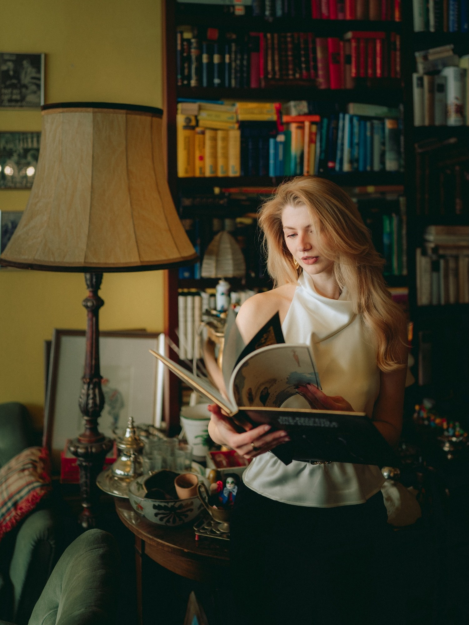 Woman reading in a characterful Vienna interior