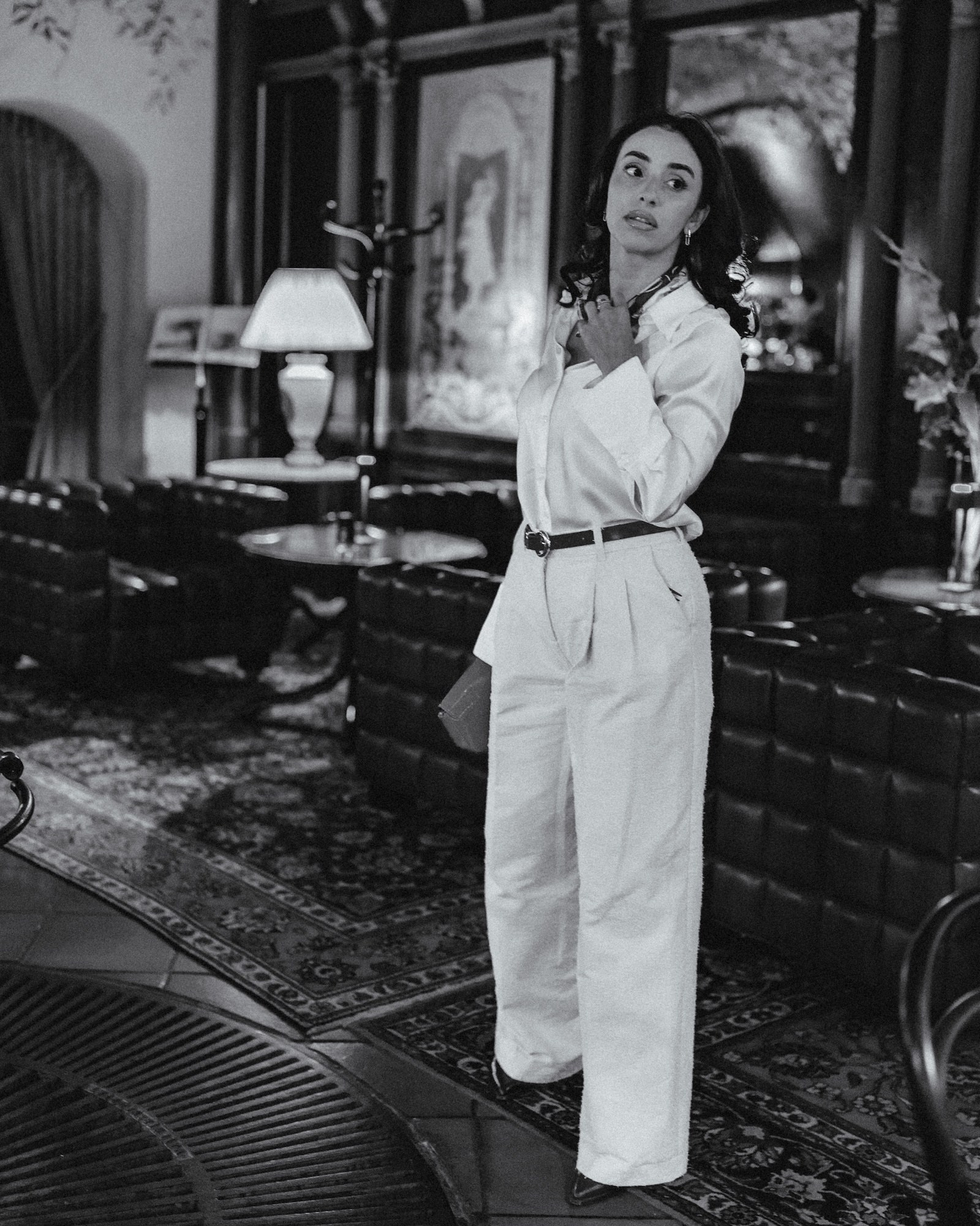 Black and white portrait in a classic Vienna interior