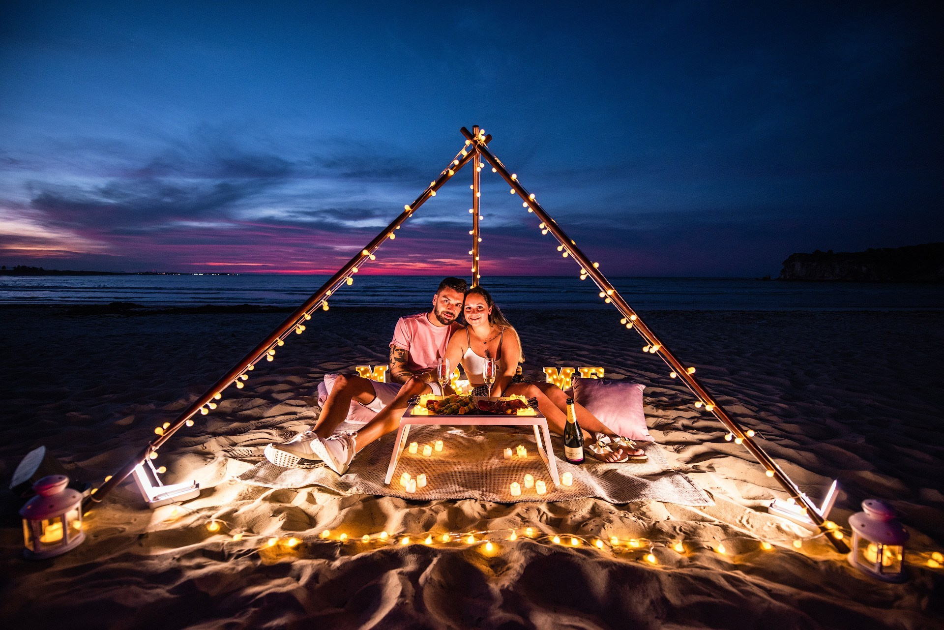 Teepee Sunset Proposal in Punta Cana — Romantic Beach Picnic