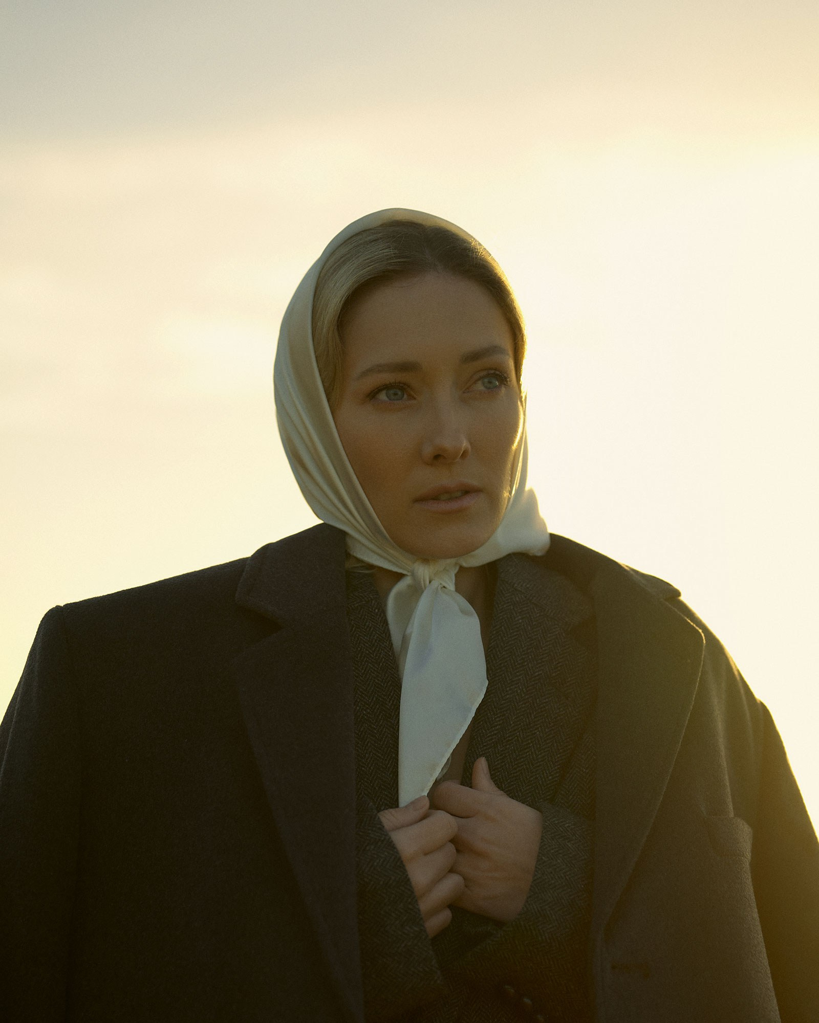 Portrait of a woman with sunlight, fashion photoshoot in San Francisco.