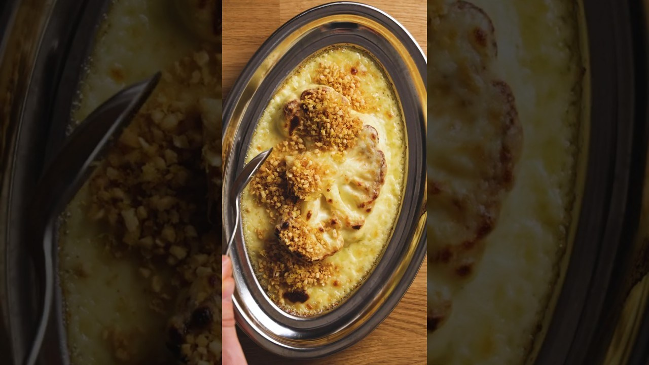 Cauliflower steak in creamy Mornay sauce. Max Griss I Food Photography & Videography Helsinki