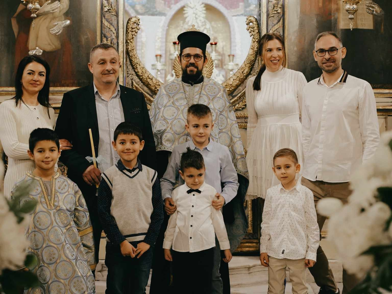 family baptism ceremony group church orthodox ritual