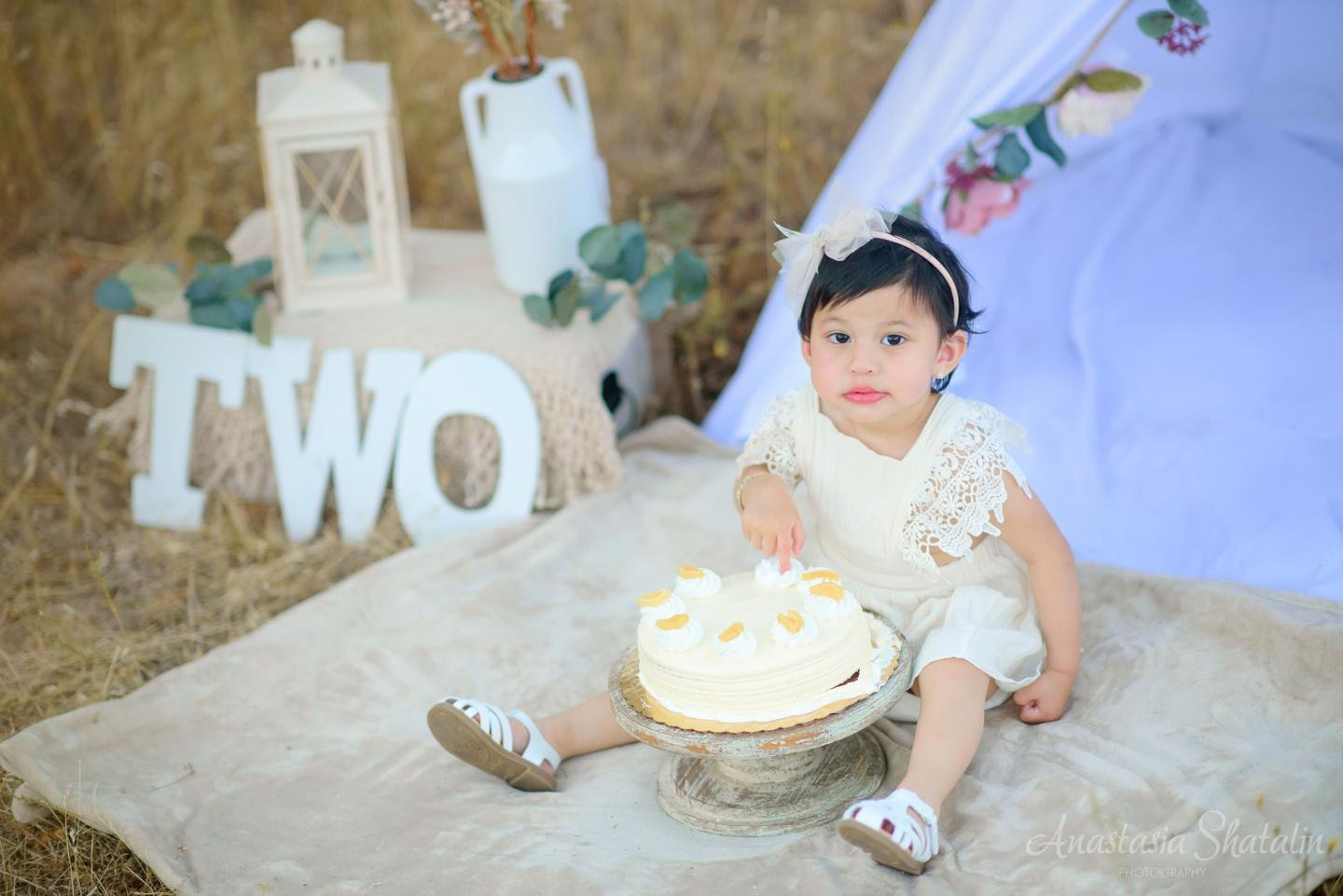 Second 2nd birthday girl photo shoot Boho. Family photographer in Roseville, Rocklin, Folsom, Sacramento