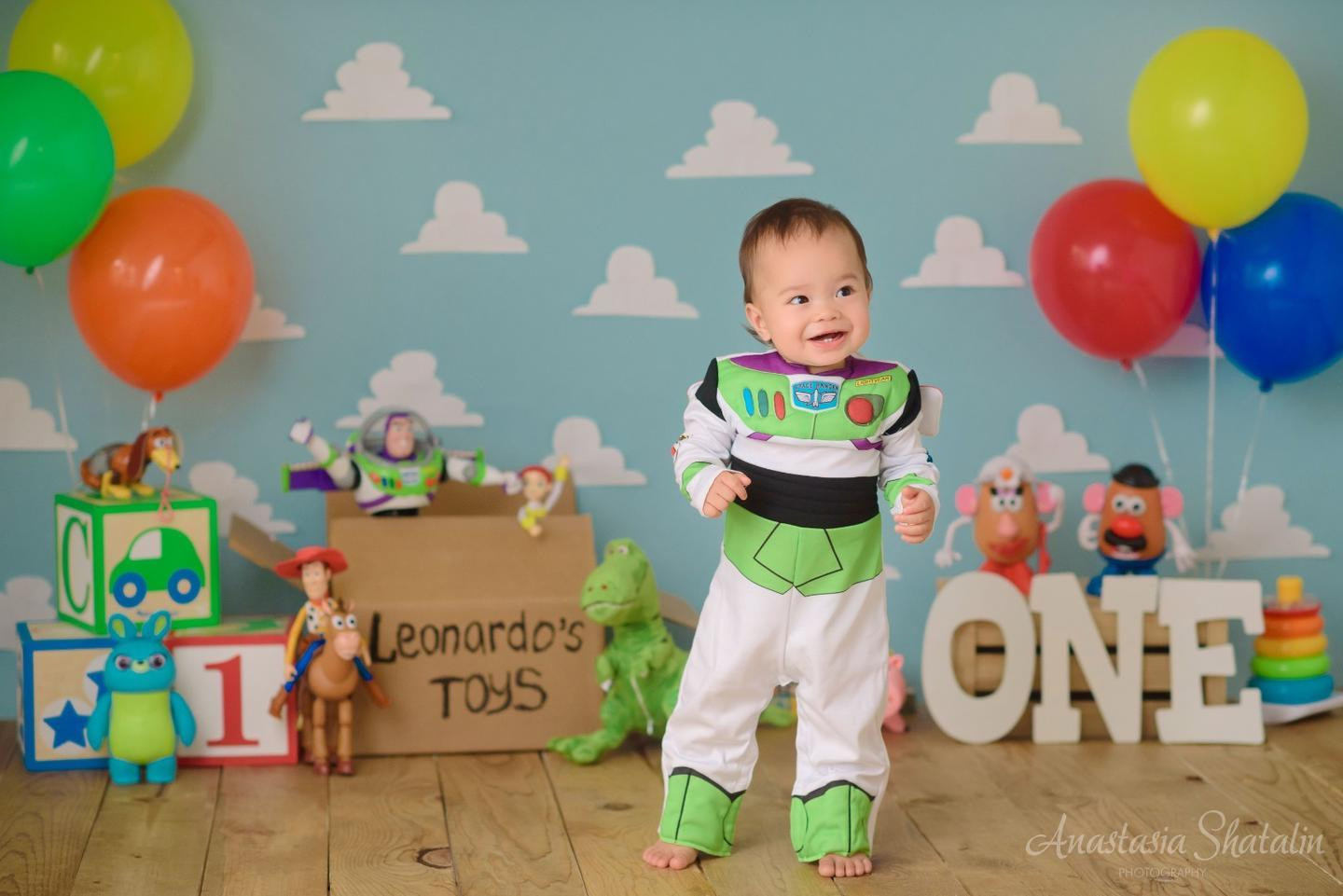 Toy story cake smash first Birthday photoshoot. Family photographer in Roseville, Rocklin, Folsom, Sacramento